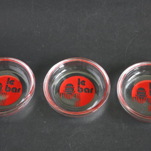 Set of 3 Vintage Le Bar ashtrays coasters small dishes 1990s Barware - Picture 2 of 4